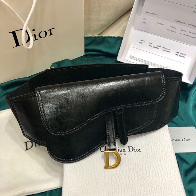 Dior original aged calfskin 120mm belt DR0014 black