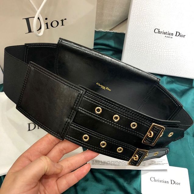 Dior original aged calfskin 120mm belt DR0014 black