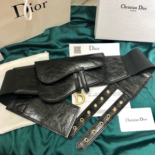 Dior original aged calfskin 120mm belt DR0014 black