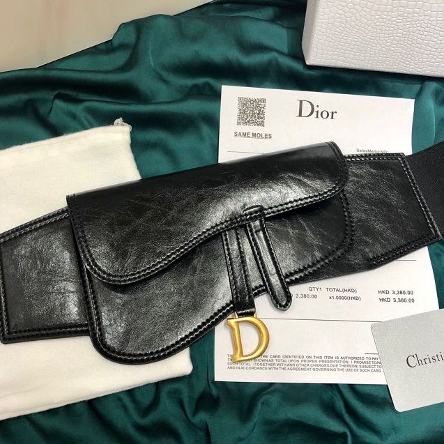 Dior original aged calfskin 120mm belt DR0014 black