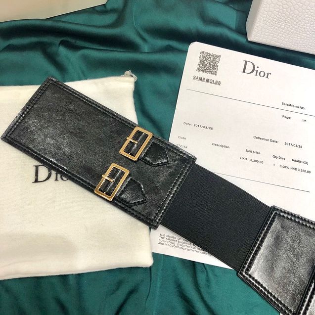 Dior original aged calfskin 120mm belt DR0014 black