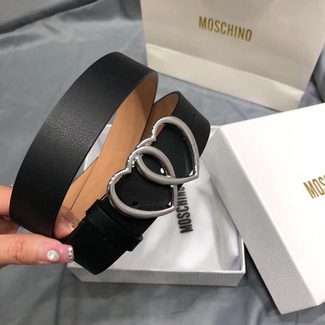 Moschino original calfskin 30mm belt black MS0002 