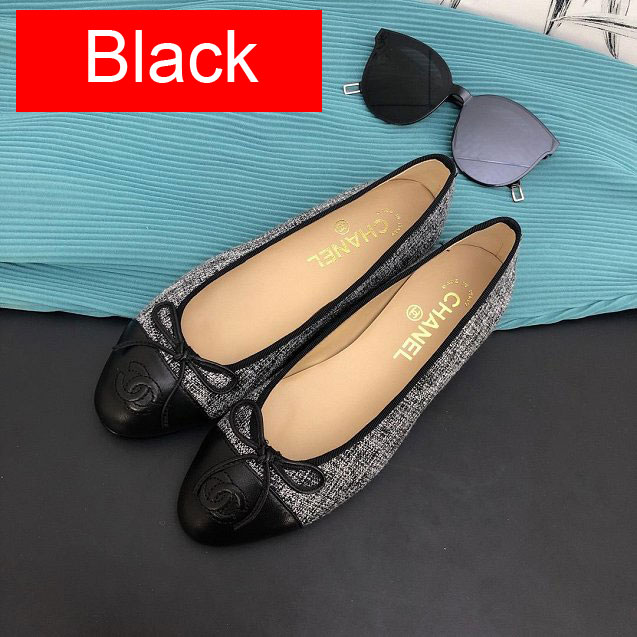 CC original lambskin&tweed ballerinas G02819 black