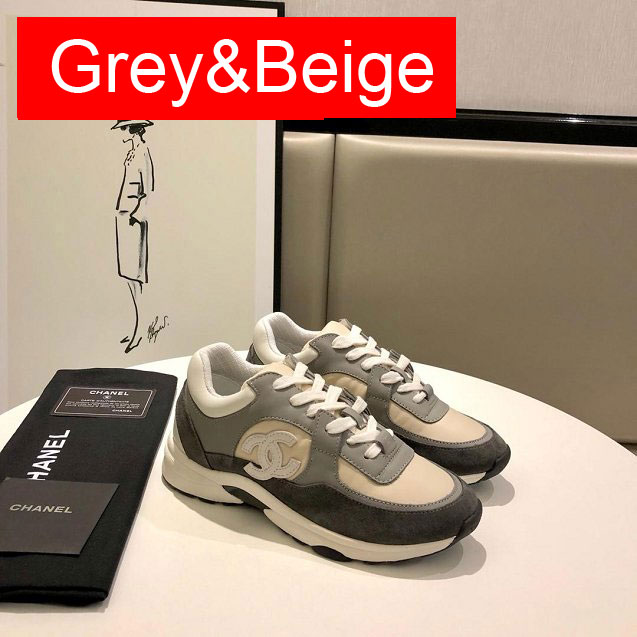 CC original calfskin&suede sneakers G34368 grey