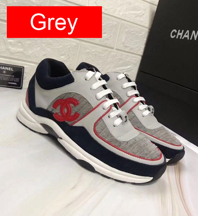 CC tweed&calfskin sneakers G34361 grey