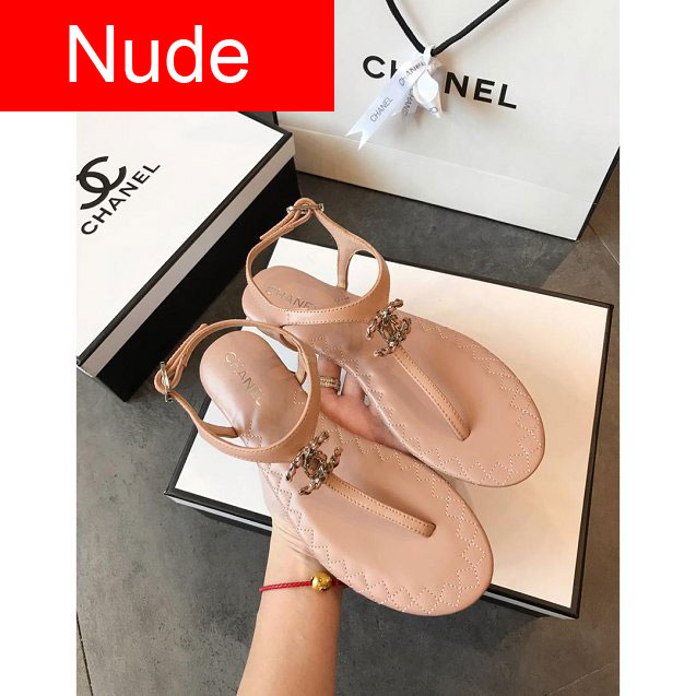 CC original lambskin sandals G34608 nude