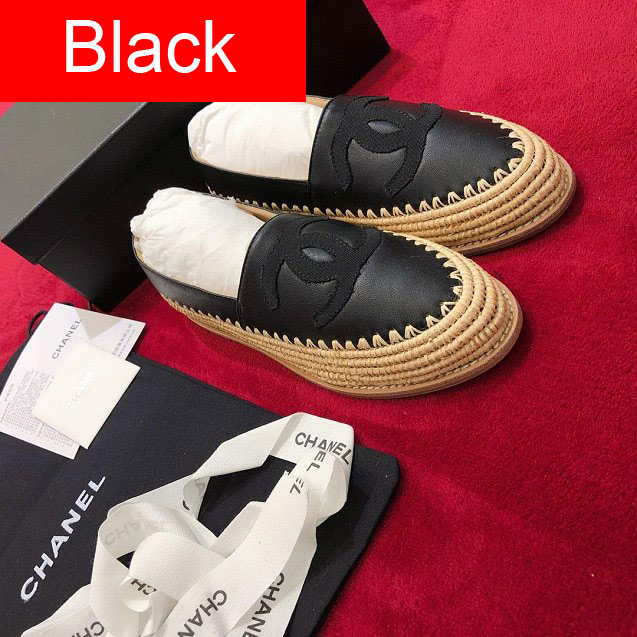 CC lambskin tweed espadrilles G32910 black