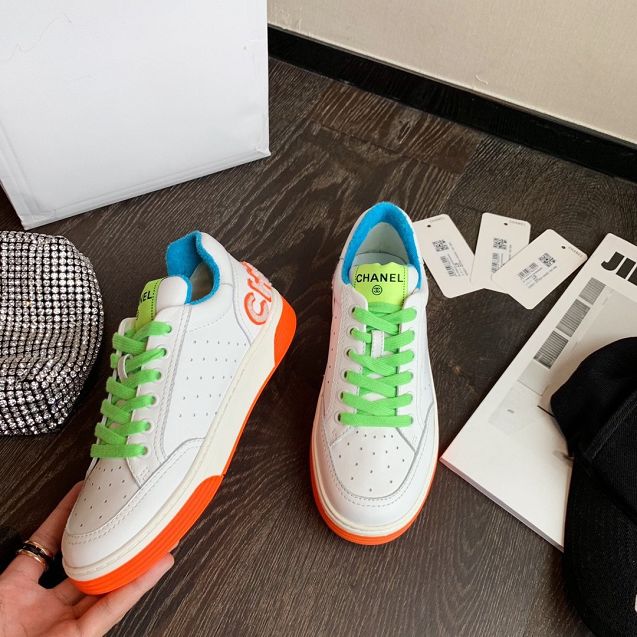 CC original calfskin sneakers G35934 blue&green&orange