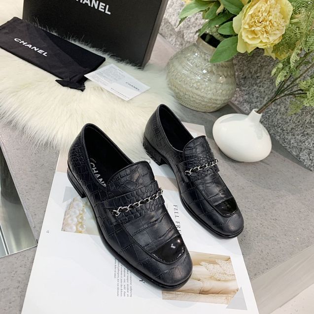 CC original crocodile calfskin loafers G36420 black