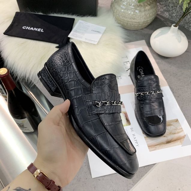 CC original crocodile calfskin loafers G36420 black