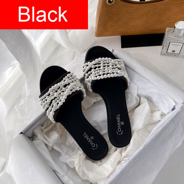 CC original pearls&fabric mules G35676