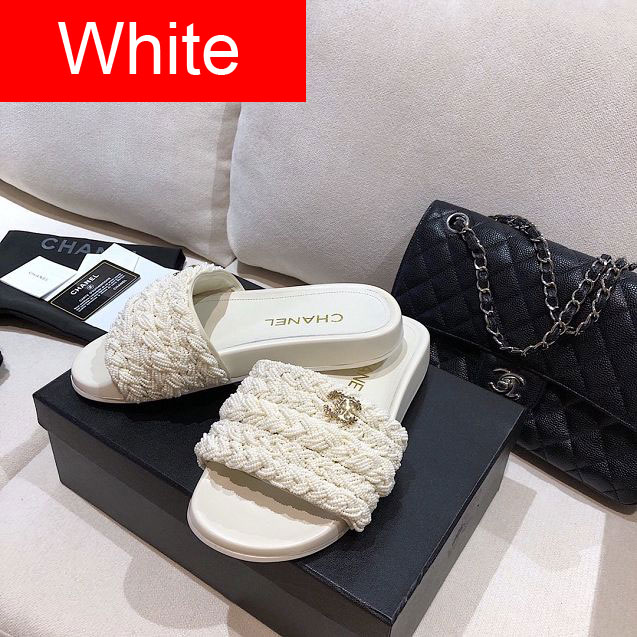 CC original pearls&lambskin mules G35696 