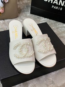 CC original lambskin&pearl 50mm heel sandals G35908