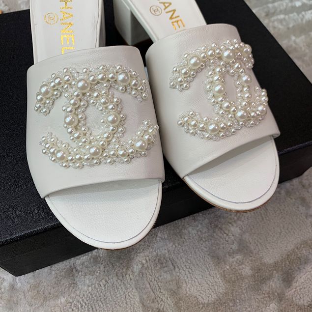 CC original lambskin&pearl 50mm heel sandals G35908