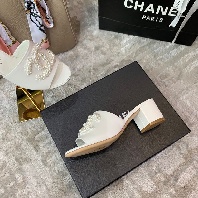 CC original lambskin&pearl 50mm heel sandals G35908