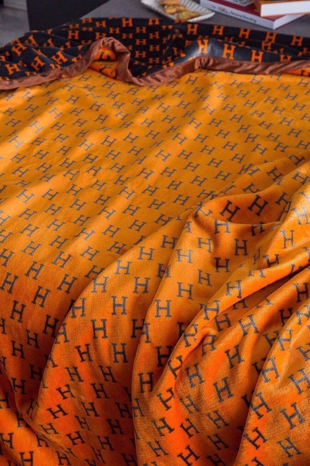 Hermes cashmere blanket H435 orange