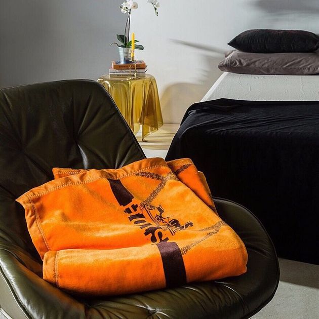 Hermes cashmere blanket H436 orange