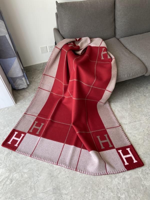 Hermes original cashmere avalon blanket H064 grey&red