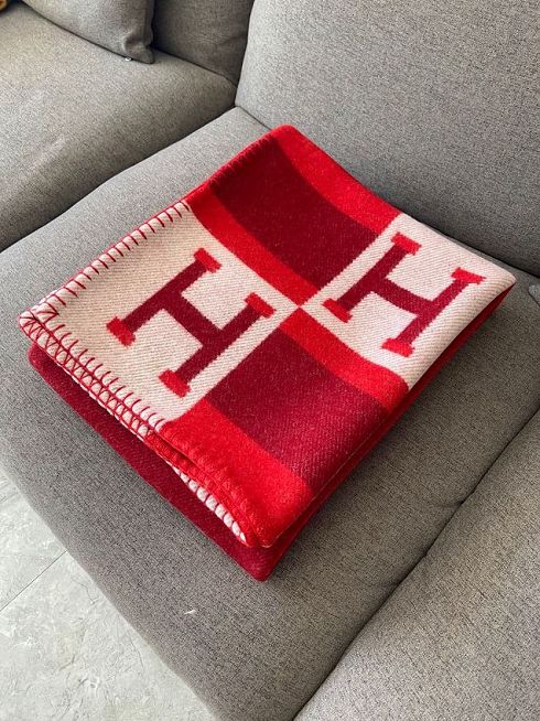 Hermes original cashmere avalon blanket HB064 red