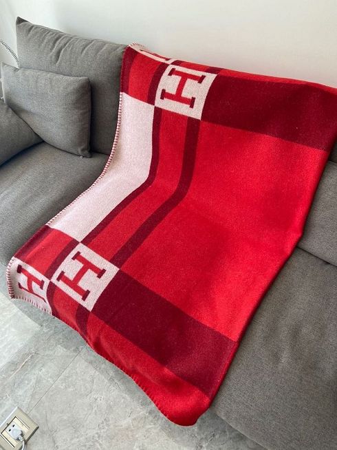 Hermes original cashmere avalon blanket HB064 red