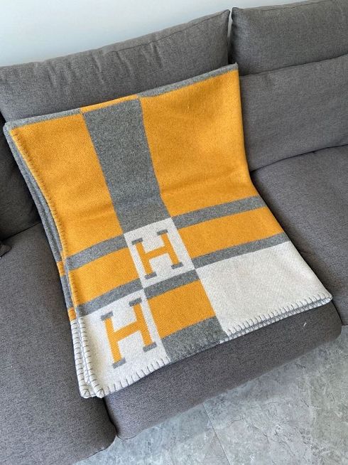 Hermes original cashmere avalon blanket HB064 yellow&white