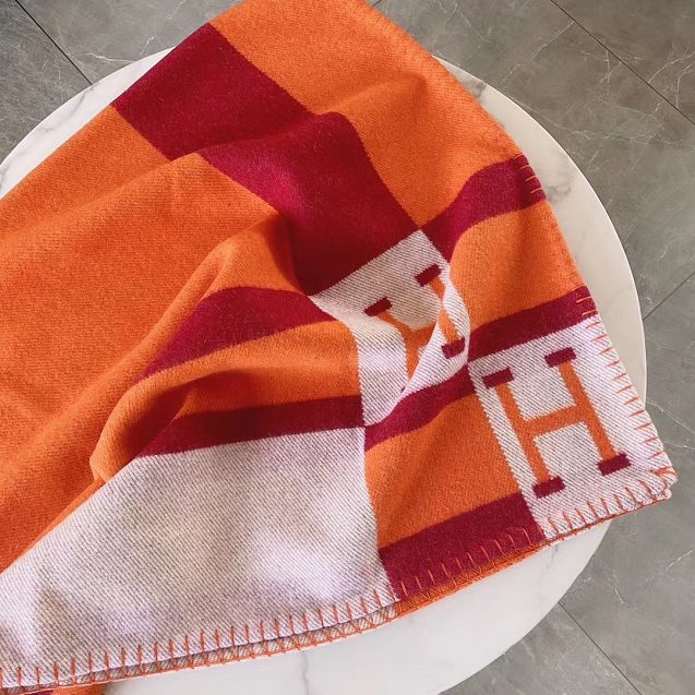Hermes original cashmere avalon blanket HB064 orange&red