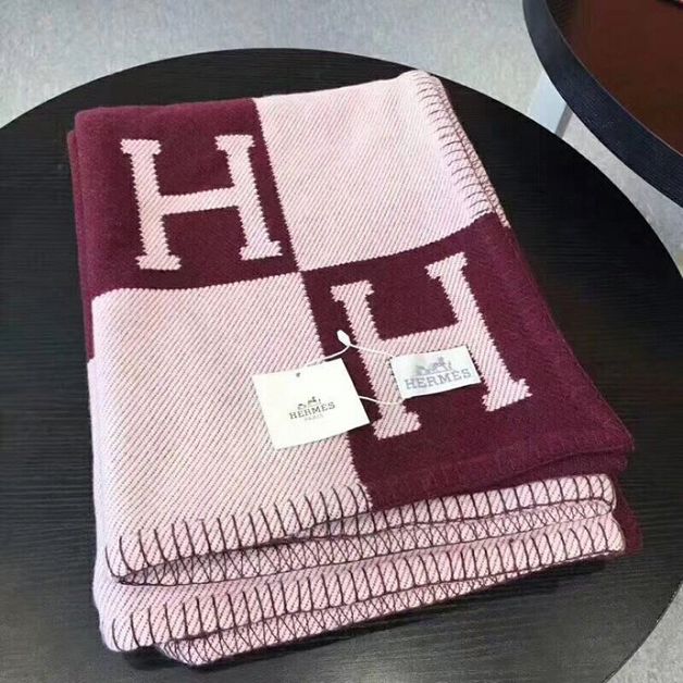 Hermes original wool avalon blanket HB0065 burgundy