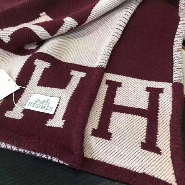 Hermes original wool avalon blanket HB0065 burgundy