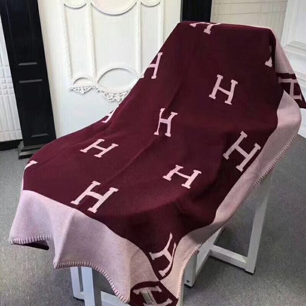 Hermes original wool avalon blanket HB0065 burgundy