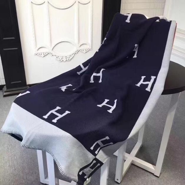 Hermes original wool avalon blanket HB0065 navy blue