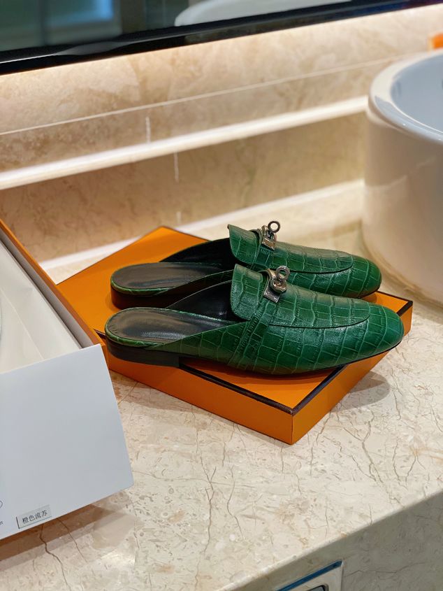 Hermes original crocodile calfskin mule HS0096