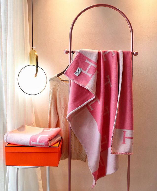 Hermes original cashmere avalon blanket HB071 pink