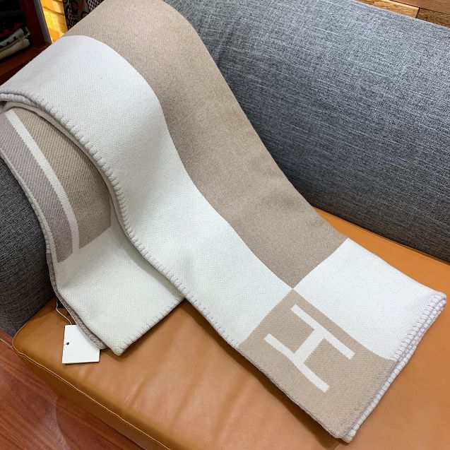 Hermes original wool avalon blanket HB069 white&beige