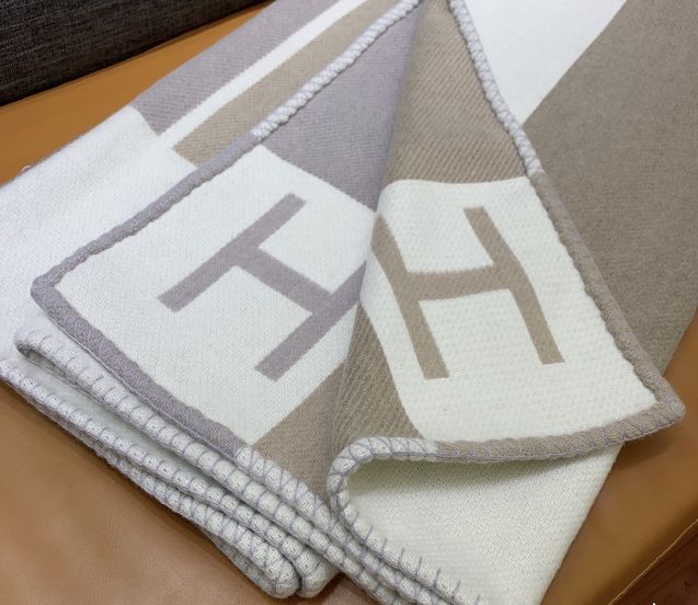 Hermes original wool avalon blanket HB069 white&beige