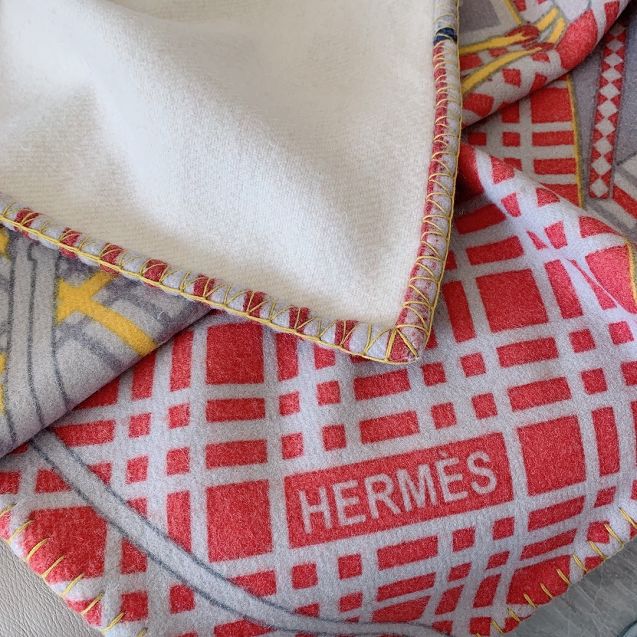 Hermes original cashmere blanket HB0067 red