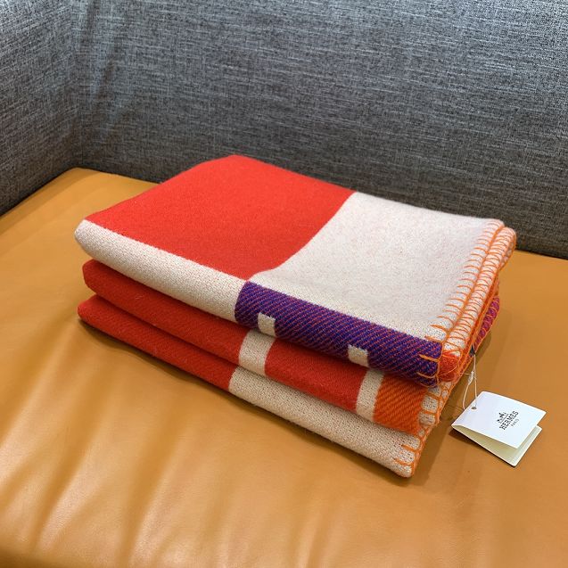 Hermes original wool avalon blanket HB069 red&purple