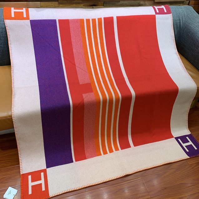 Hermes original wool avalon blanket HB069 red&purple