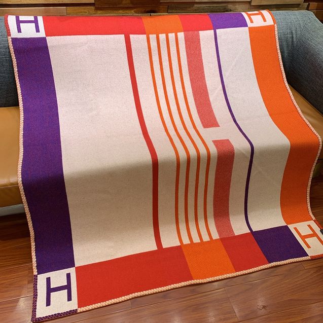 Hermes original wool avalon blanket HB069 red&purple