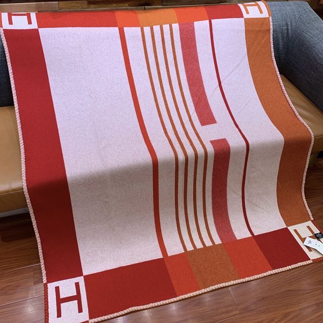 Hermes original wool avalon blanket HB069 white&red