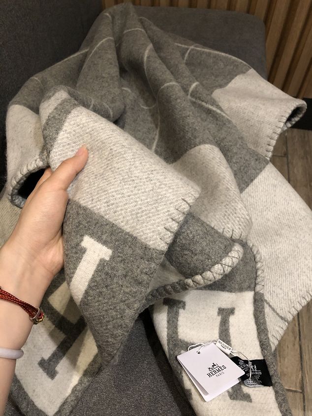 Hermes original wool avalon blanket HB070 grey