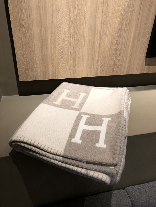 Hermes original wool avalon blanket HB070 light grey