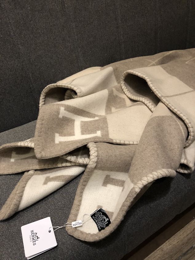 Hermes original wool avalon blanket HB070 light grey