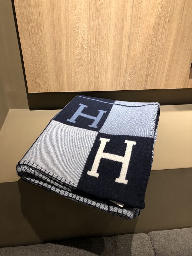 Hermes original wool avalon blanket HB070 navy blue