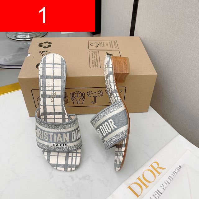 Dior original cotton heeled slide DS0018