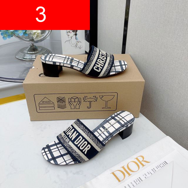 Dior original cotton heeled slide DS0018