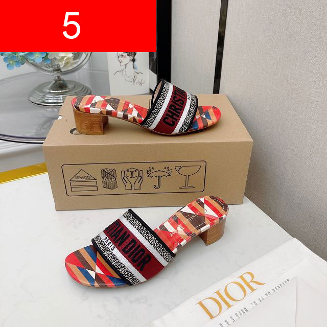 Dior original cotton heeled slide DS0018