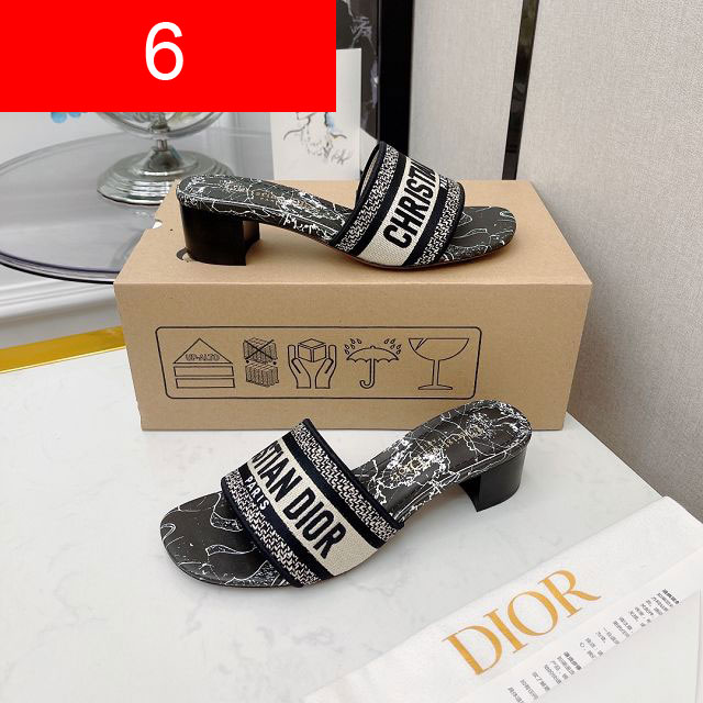 Dior original cotton heeled slide DS0018