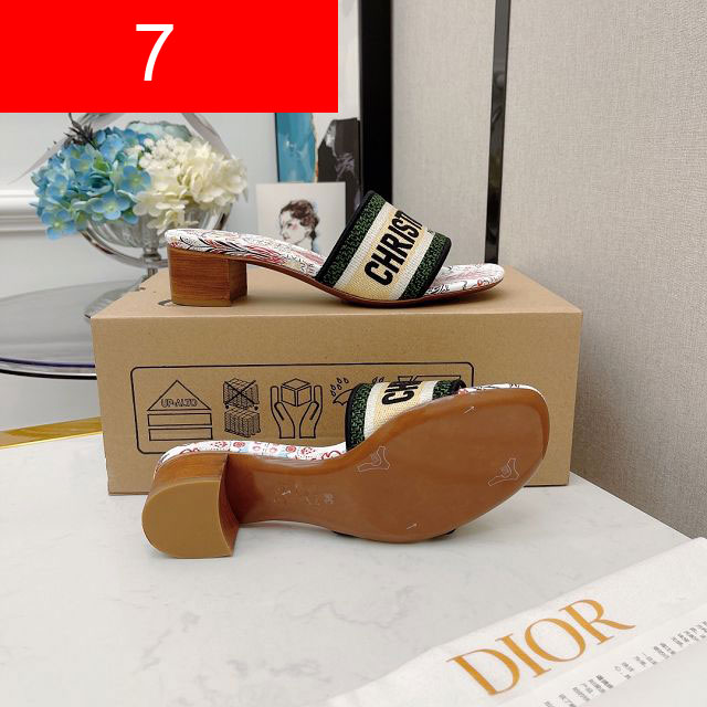 Dior original cotton heeled slide DS0018