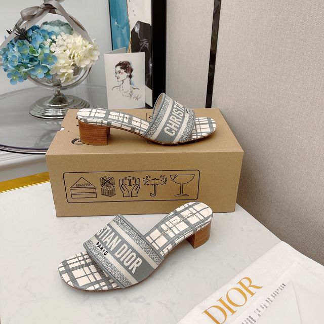 Dior original cotton heeled slide DS0018