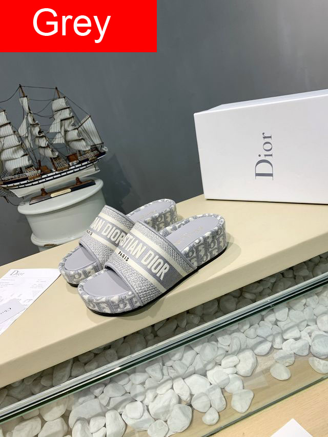 Dior orignal cotton heeled slide DS0037